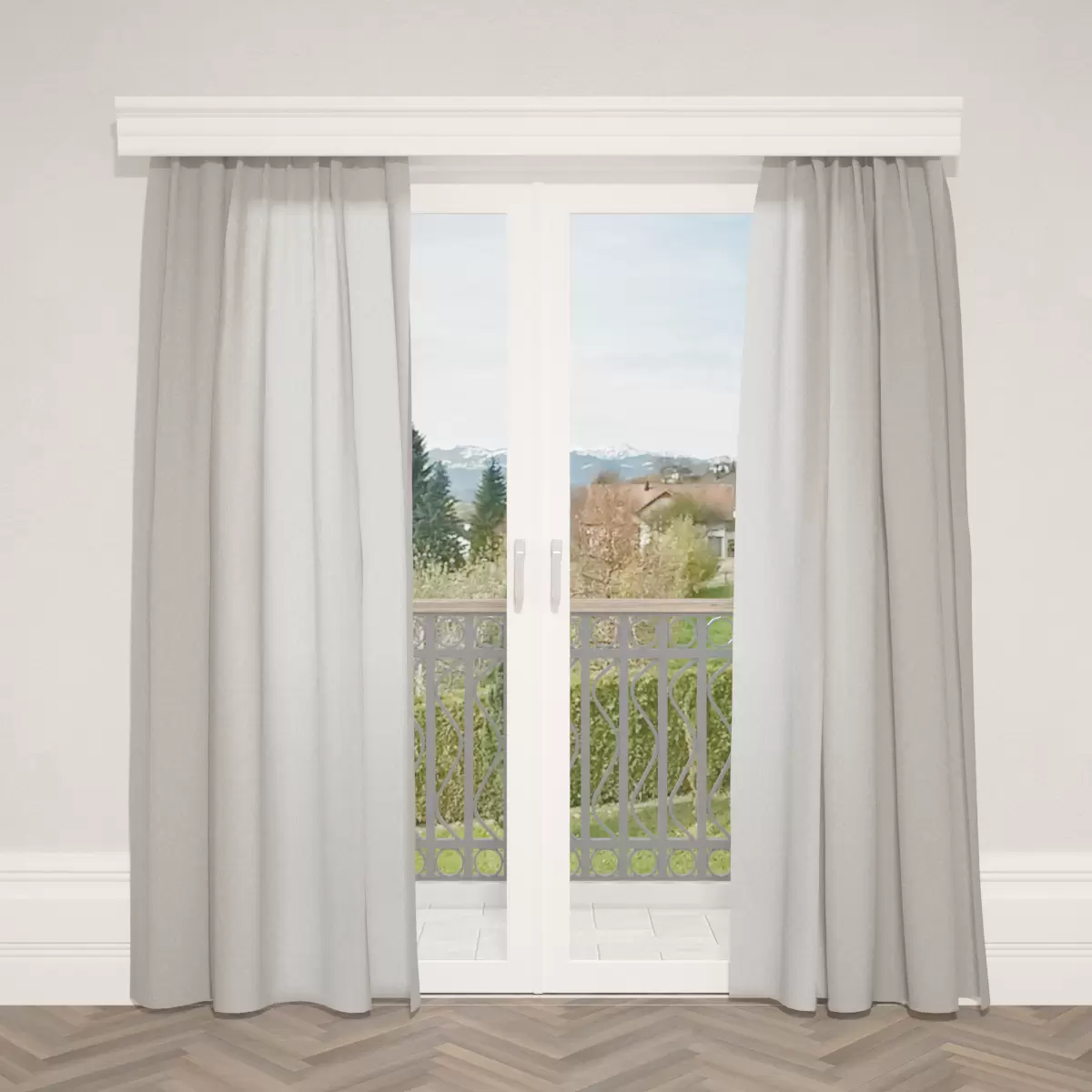 Nachtvorhang Jacquard Moiré Silber