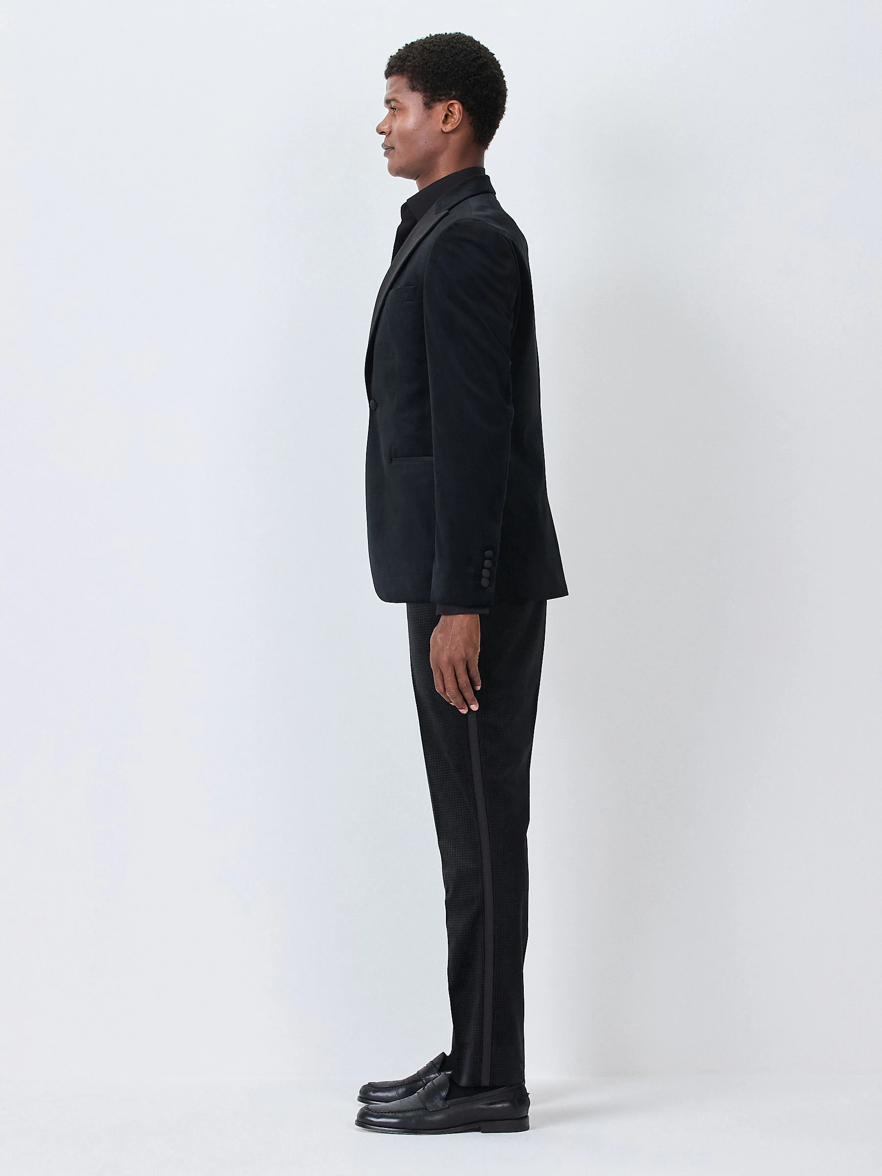 Zwart/goud - Slim Fit Velvet Printed Tuxedo Trousers With Side Tape Detail