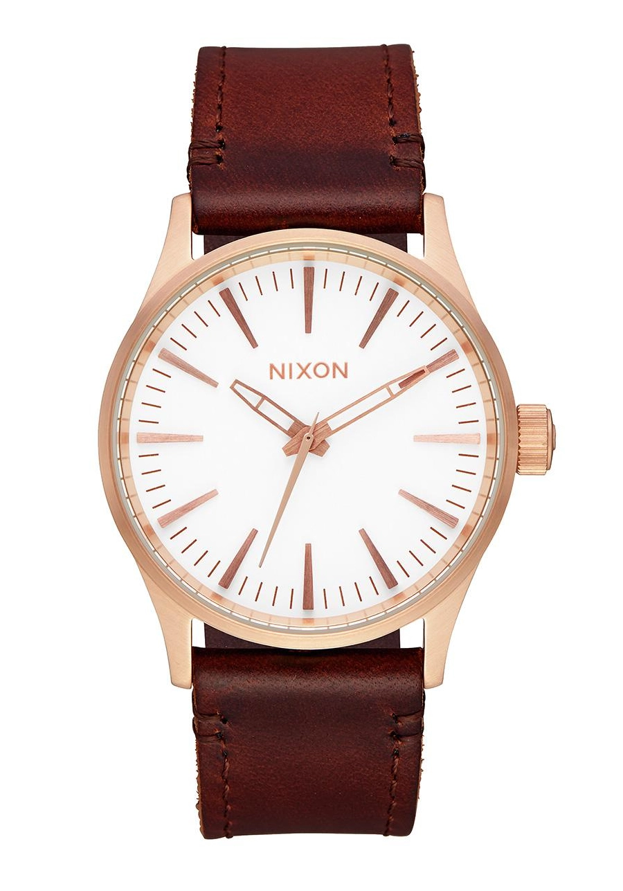 Nixon The Sentry 38 Leather Rose Gold / White / Brown