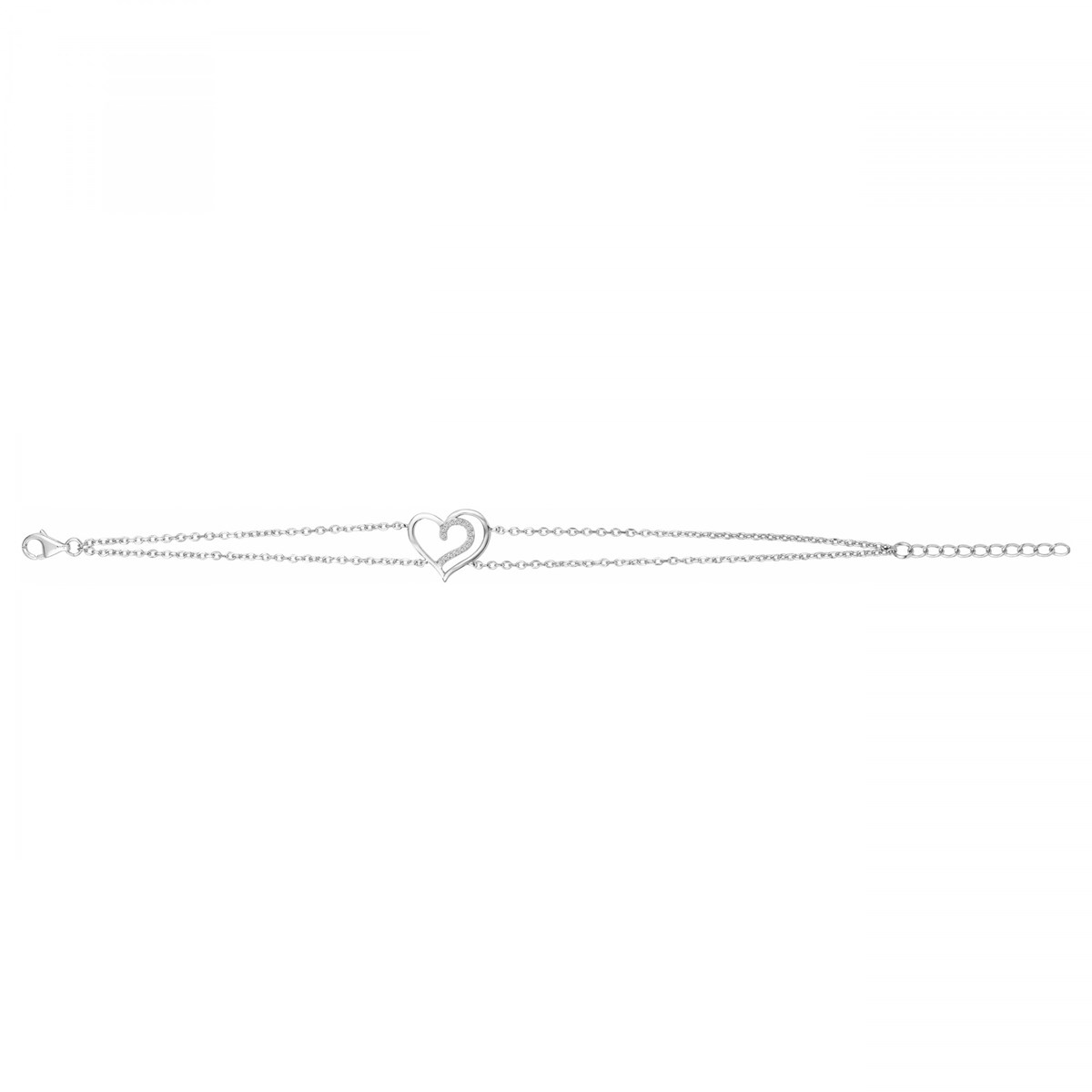 Bracelet souple mono-motif en Argent avec oxyde de zirconium blanc