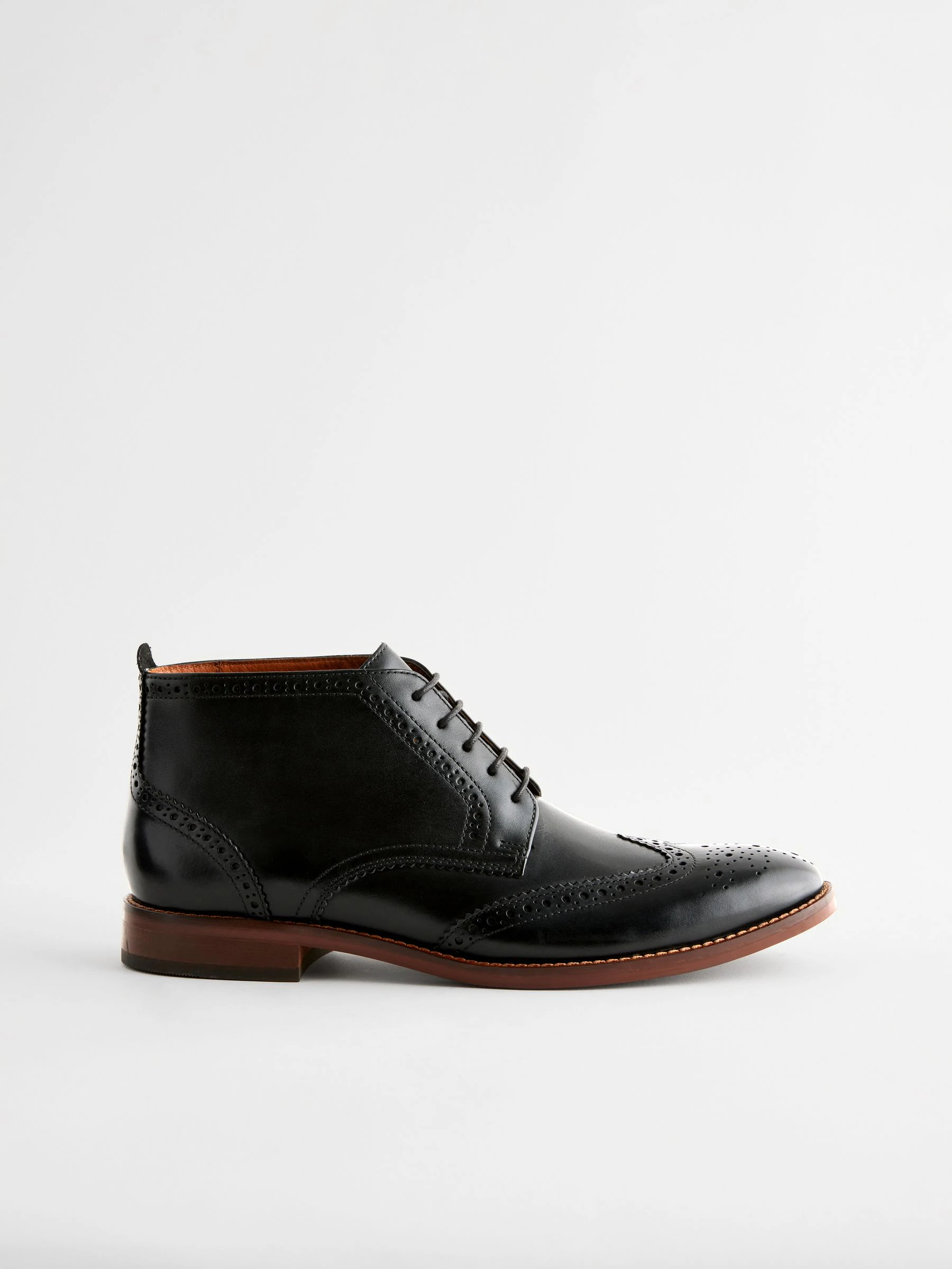 Zwart - Leren brogue laarzen