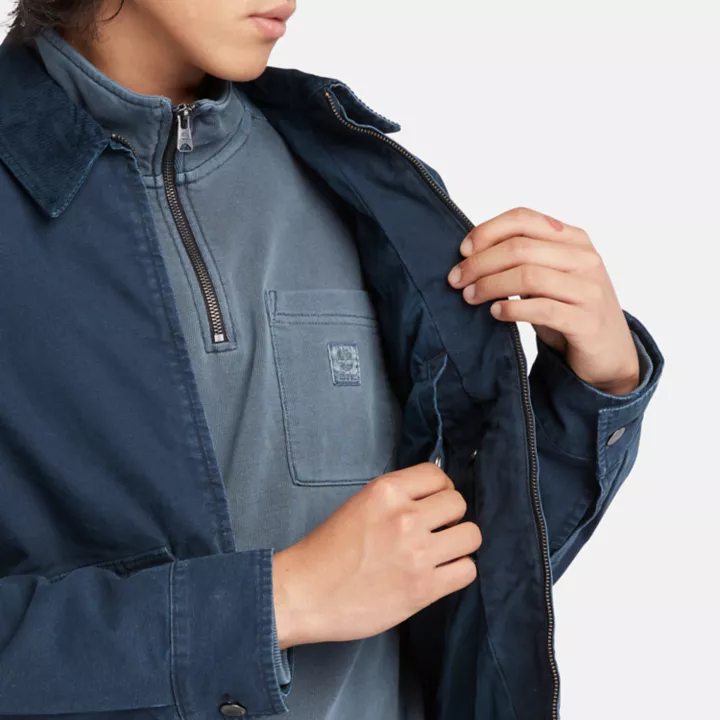 Veste en toile délavée pour homme en bleu marine