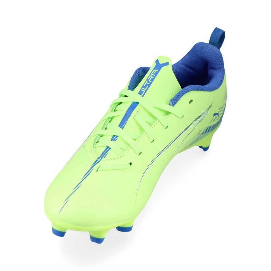 PUMA Ultra 5 Play FG/AG Lights Out - Fizzy Apple/Blanc/Bleu Enfant
