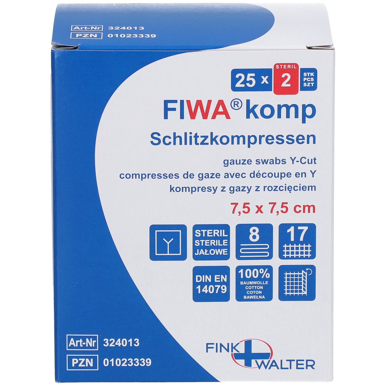 fiwa sterile Schlitzkompressen 7,5 x 7,5 cm