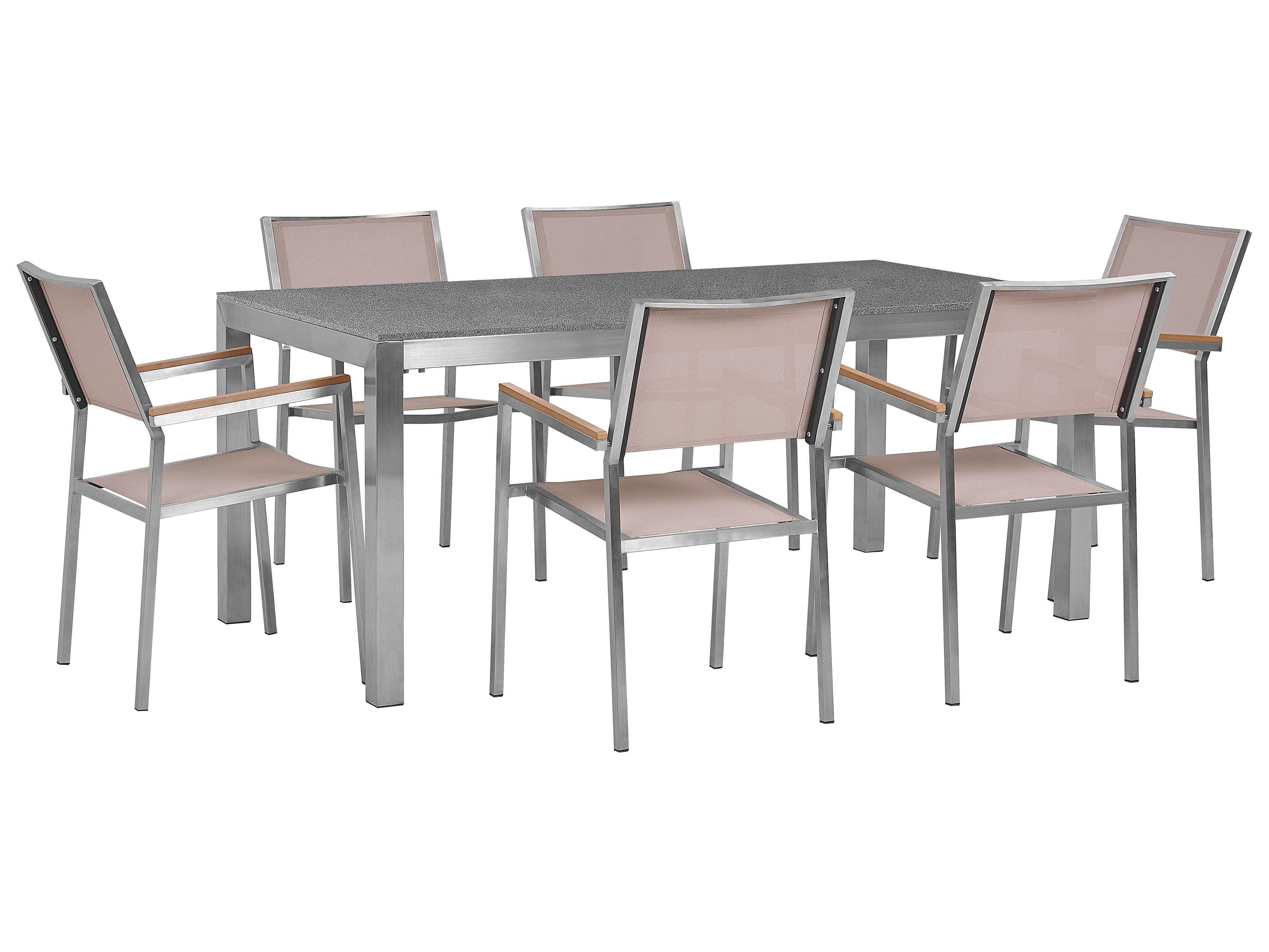Tuinset 6-zits GROSSETO Graniet Gepolijst Grijs/beige