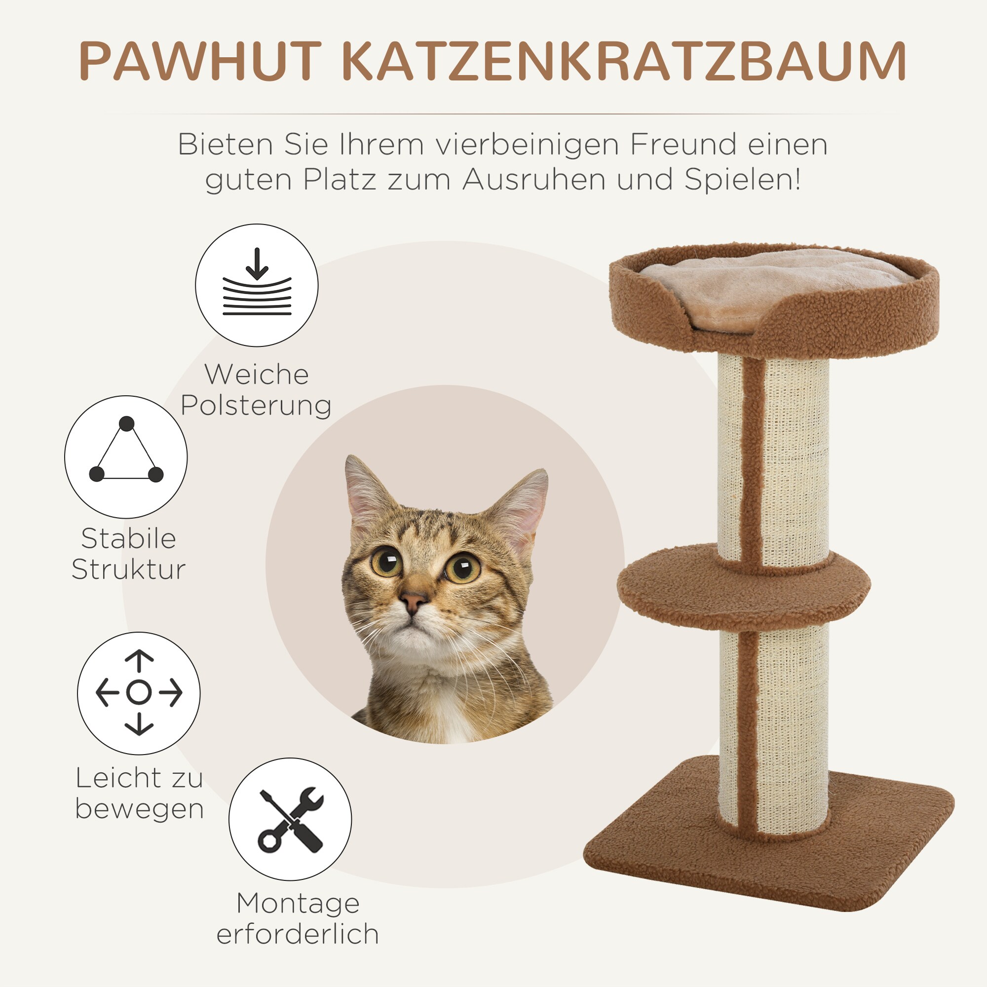 PawHut Kratzbaum mit Plattform blau 45L x 45B x 91H cm