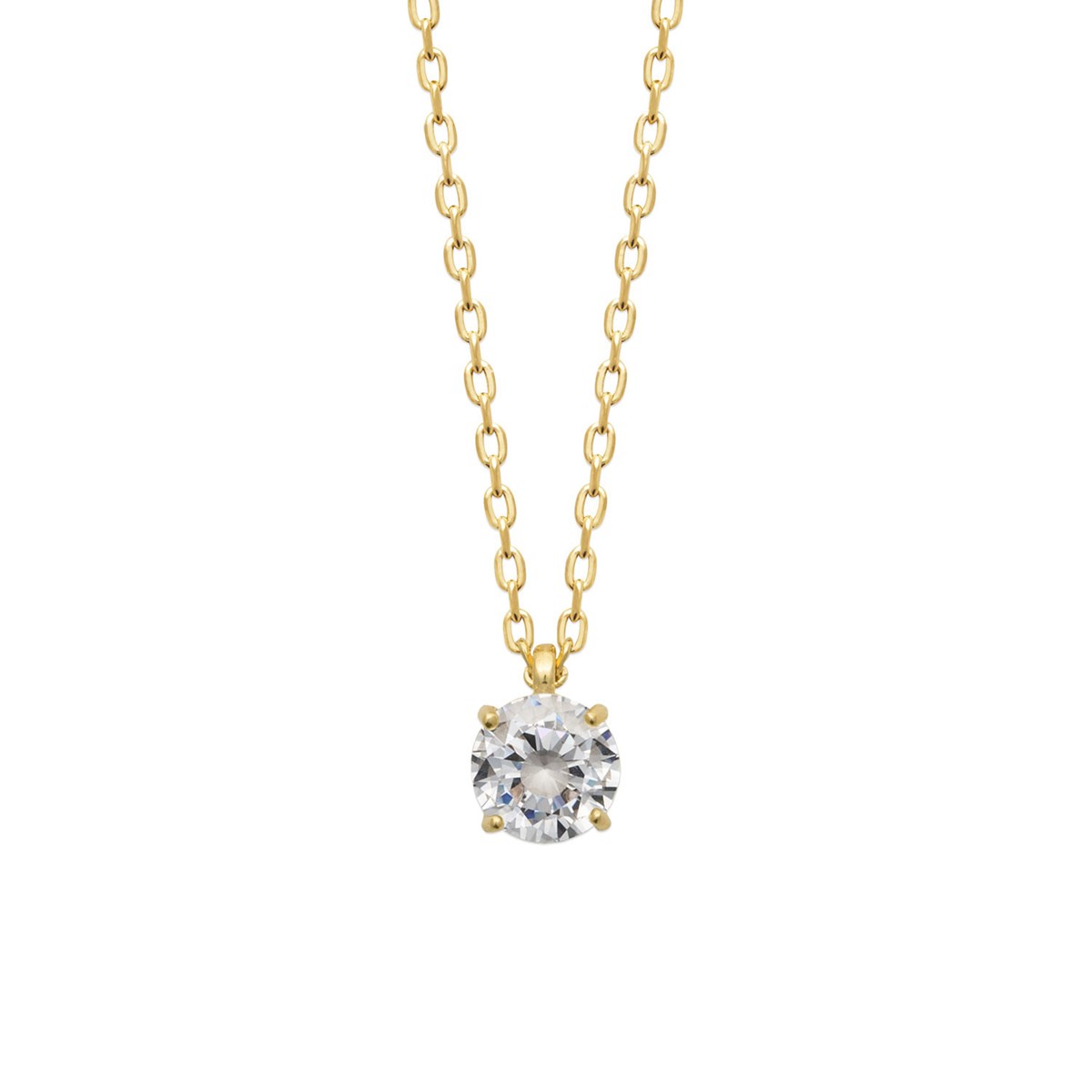 Collier Brillaxis plaqué or solitaire oxyde 6 mm