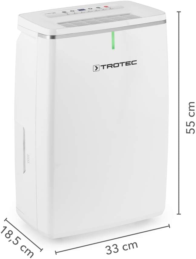 TROTEC Luftentfeuchter elektrisch TTK 53 E – Leistung 16 L/Tag – Fläche 31 m² / 78 m³ – mit Autoabschaltung – für Wohnung und Schlafzimmer