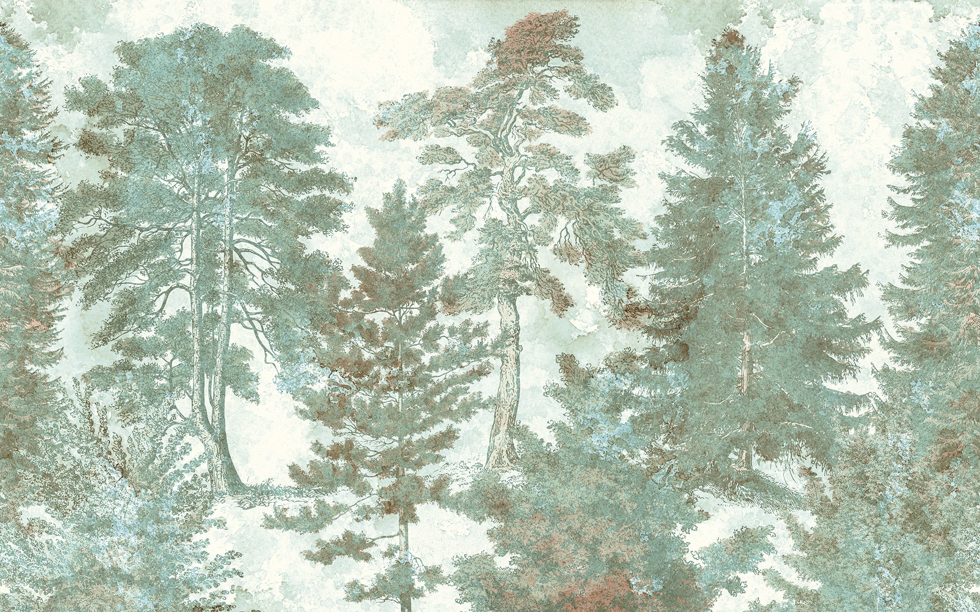 Komar Fototapete »Digitaldruck Vlies -  Pale Panoramic - Grösse 400 x 250 cm« bedruckt | floral | geblümt | gemustert | tropisch glatt Wohnzimmer, Schlafzimmer