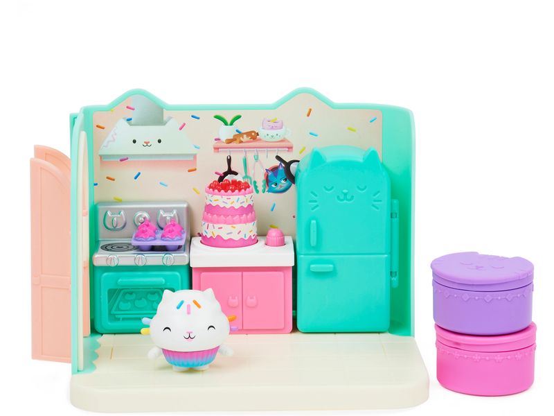 Spinmaster Gabby's Dollhouse Cakey's Küche Deluxe Rooms Deluxe 'Bakey with Cakey'-Küche und Kuchi-Katzenfigur