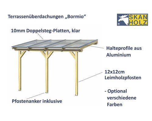 SKAN HOLZ Bormio terrasoverkapping, 434 x 250 cm, walnoot