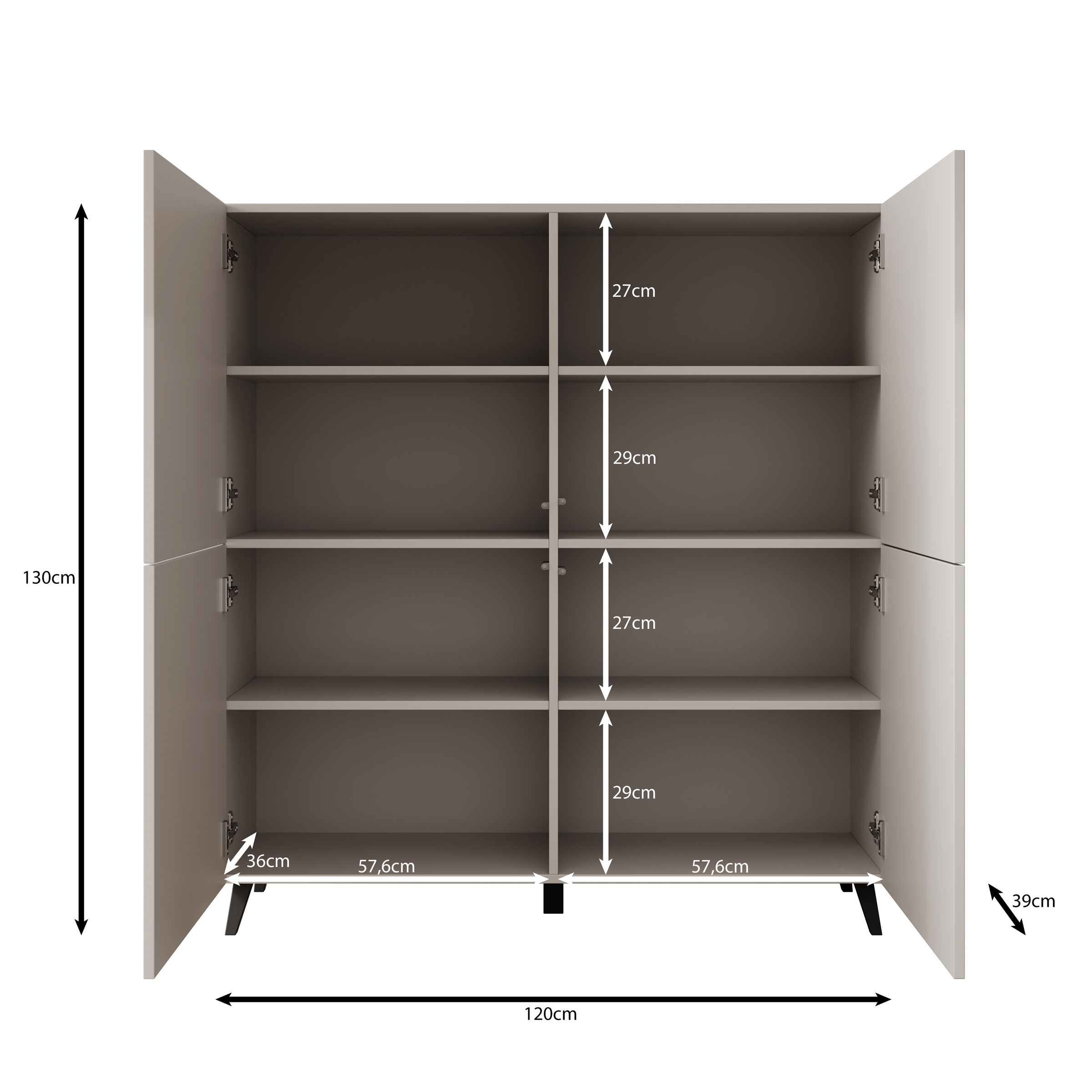Pulse - Dressoir - Eikenpatroon/Grijs - 120x40x130 cm