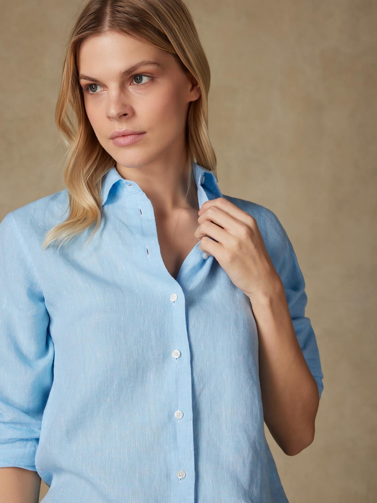 Chemise Albane en lin turquoise