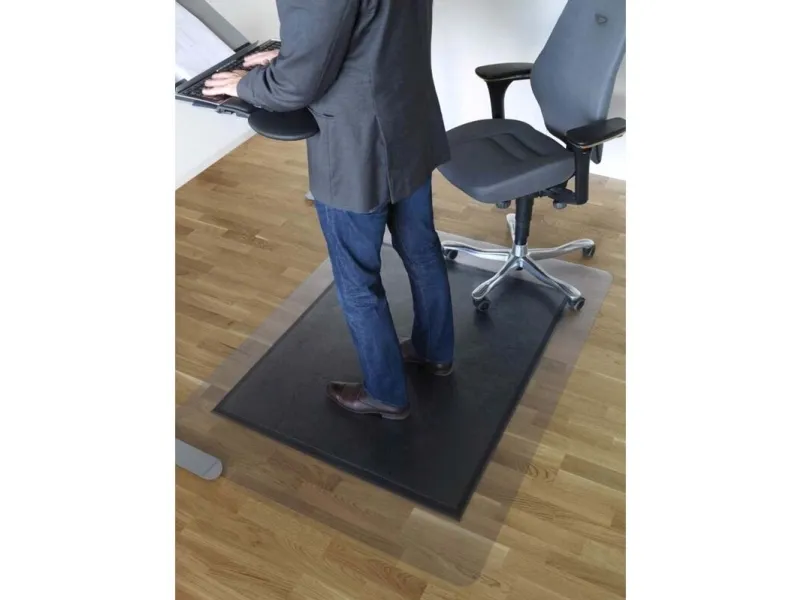Matting Yoga Sit and Stand - Stolemåtte - rektangulær - 120 x 150 cm - grå, gennemsigtig
