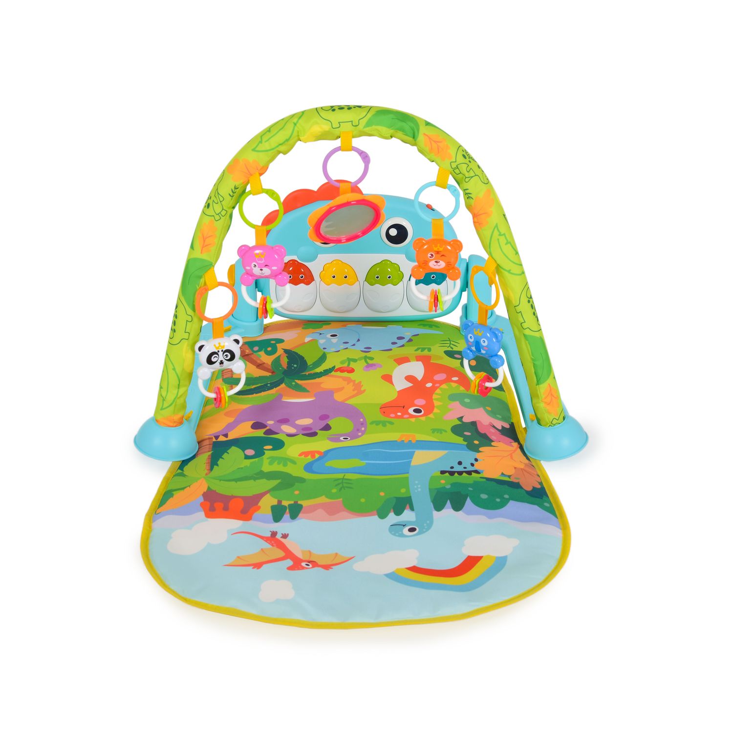 Moni Spielbogen Tansania HE0643 Krabbeldecke, Musiktasten, hängende Spielzeuge blau