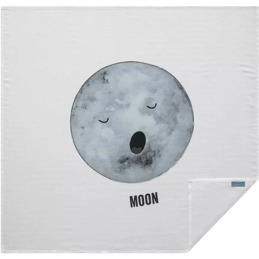 hibboux® Tagesdecken Musselin 75x75 Moon - Cloud 2er Set Multicolor