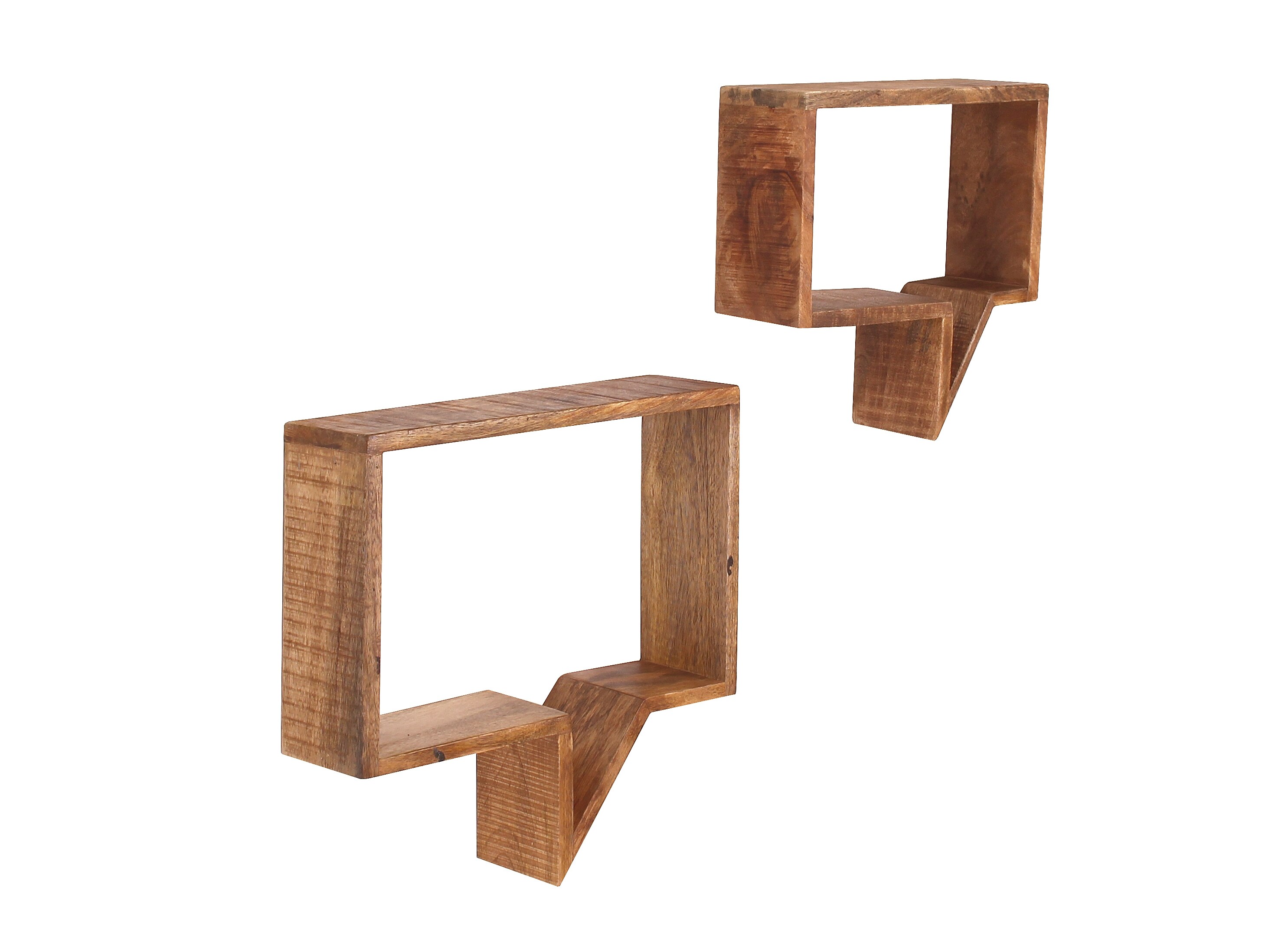 Wandregal 2er-Set Massivholz Bücherregal Holz Regal