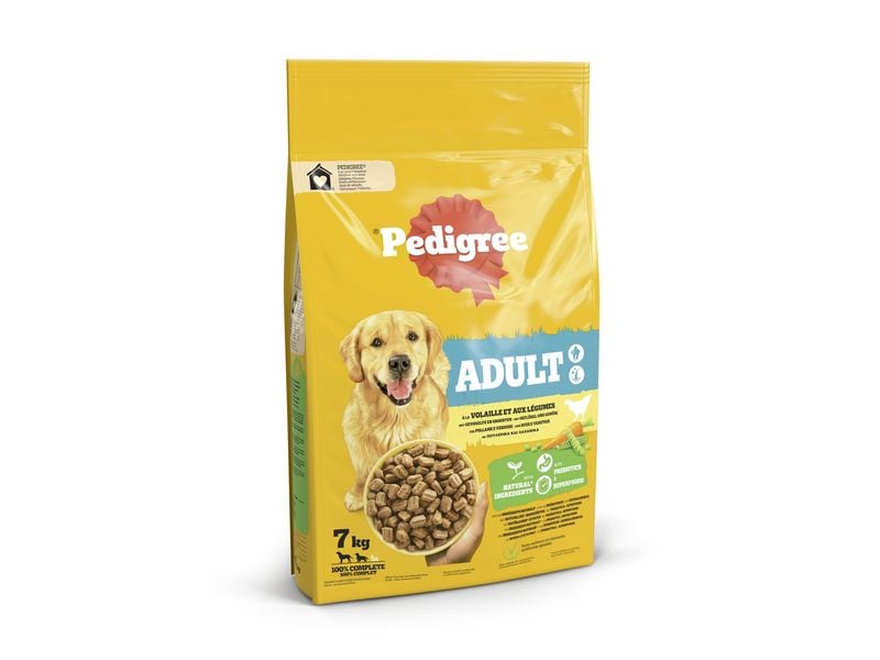 Pedigree Trockenfutter Adult Geflügel & Gemüse, 7 kg Alleinfuttermittel für ausgewachsene Hunde