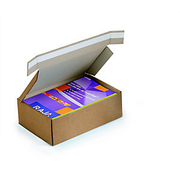 Boîte avec fermeture adhésive en carton simple cannelure brun - L. Int. 25 x l.20 x H.15 cm - Lot de 20