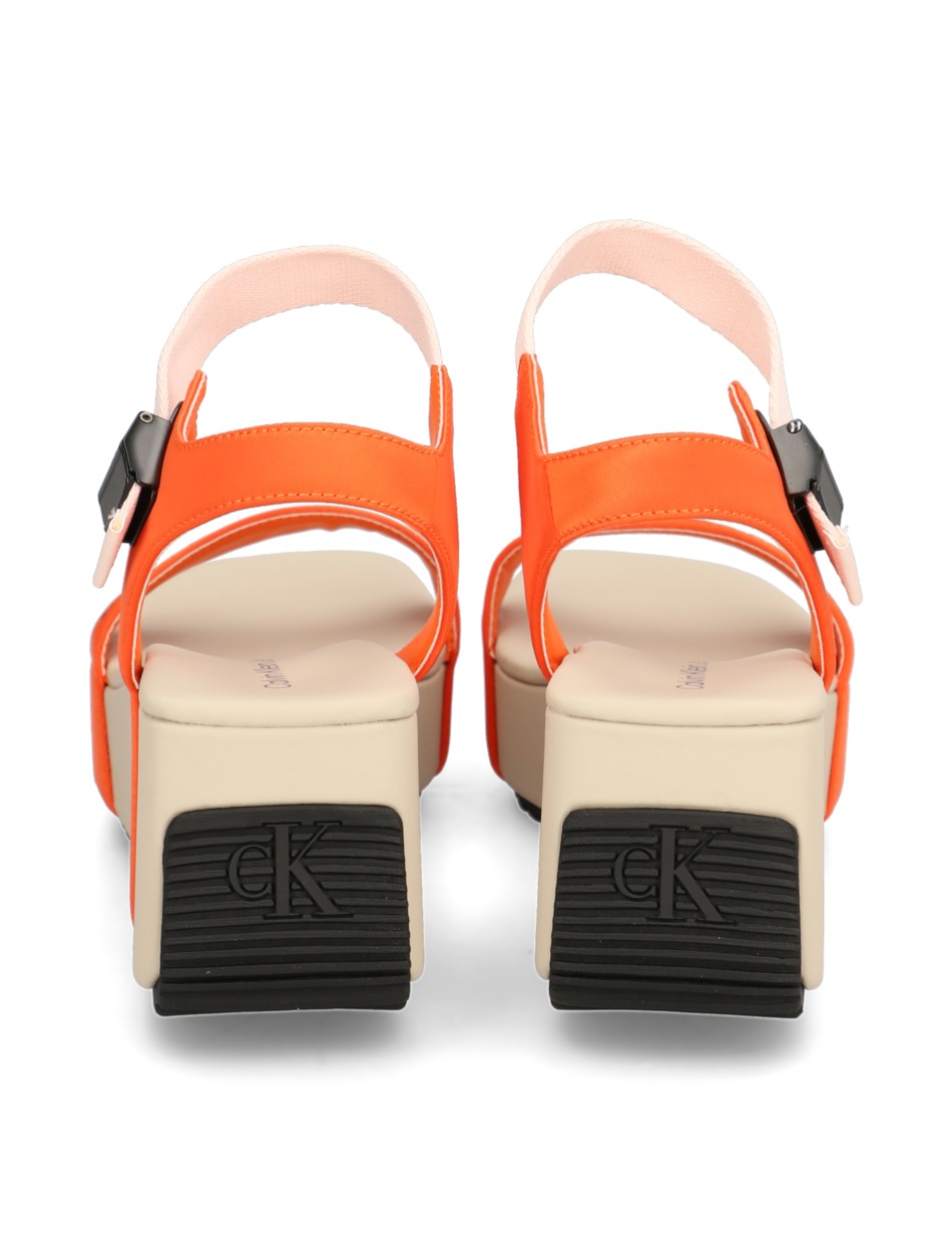 WEDGE BLOCK SANDAL SATIN/HW