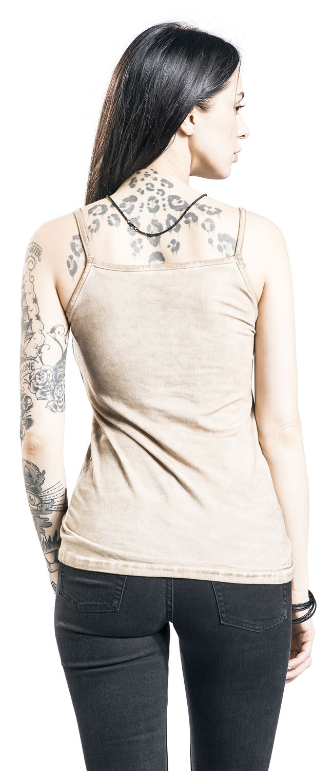 Haut Beige Délavé Avec Imprimé | Rock Rebel by EMP Top