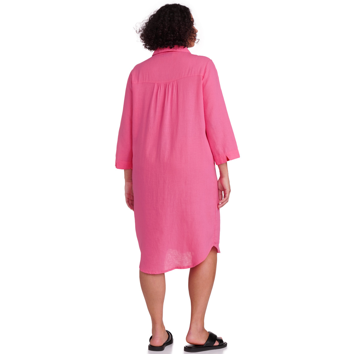Gina Benotti Damen Leinen-Blusenkleid mit Kragen pink