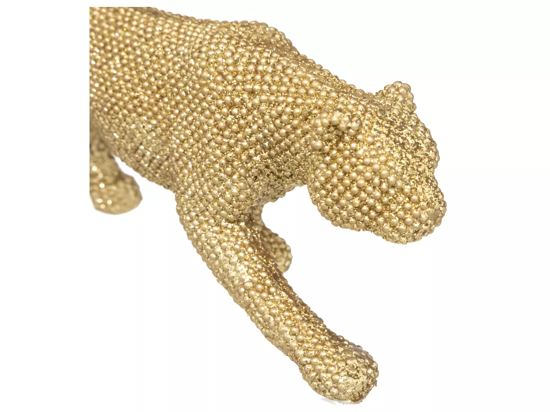 Objet déco Panthère en résine dorée pailletée L 28.5 cm