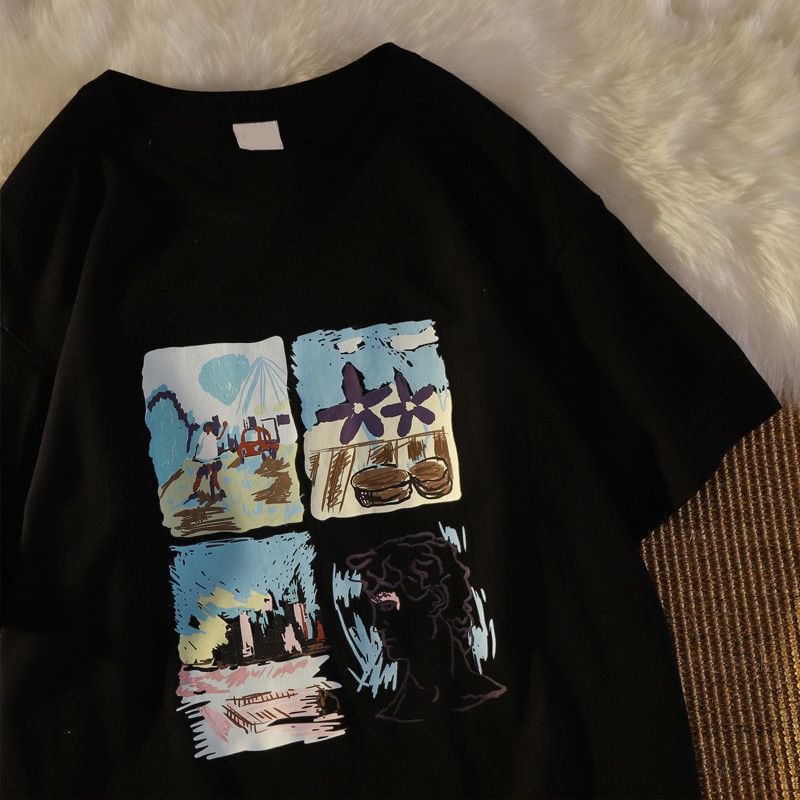 Kupyd - Koppels matchend T-shirt met elleboogmouwenprint