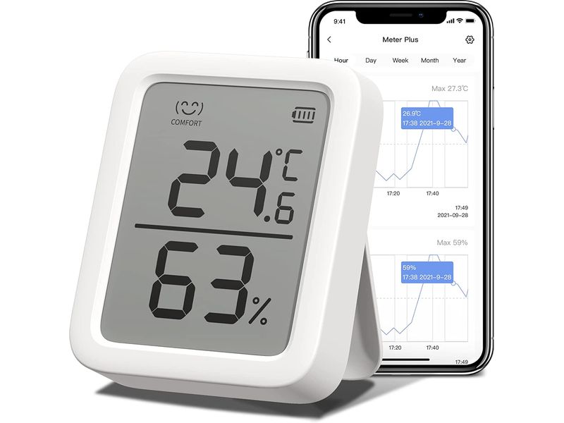 SwitchBot Smartes Innen-Thermometer, Weiss, Bluetooth Temperatur- und Feuchtigkeitsmessgerät mit sehr hoher Genauigkeit