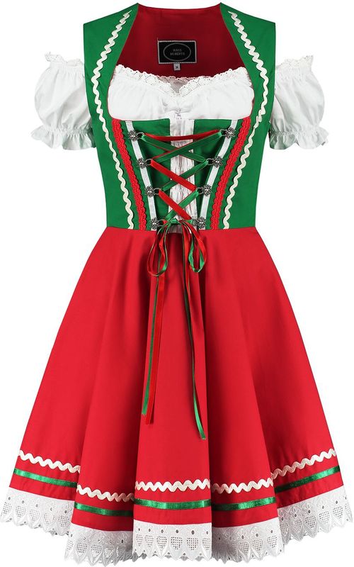 Dirndl Jurk - Rood Groen - Oktoberfest - 2 Delig - Katoen