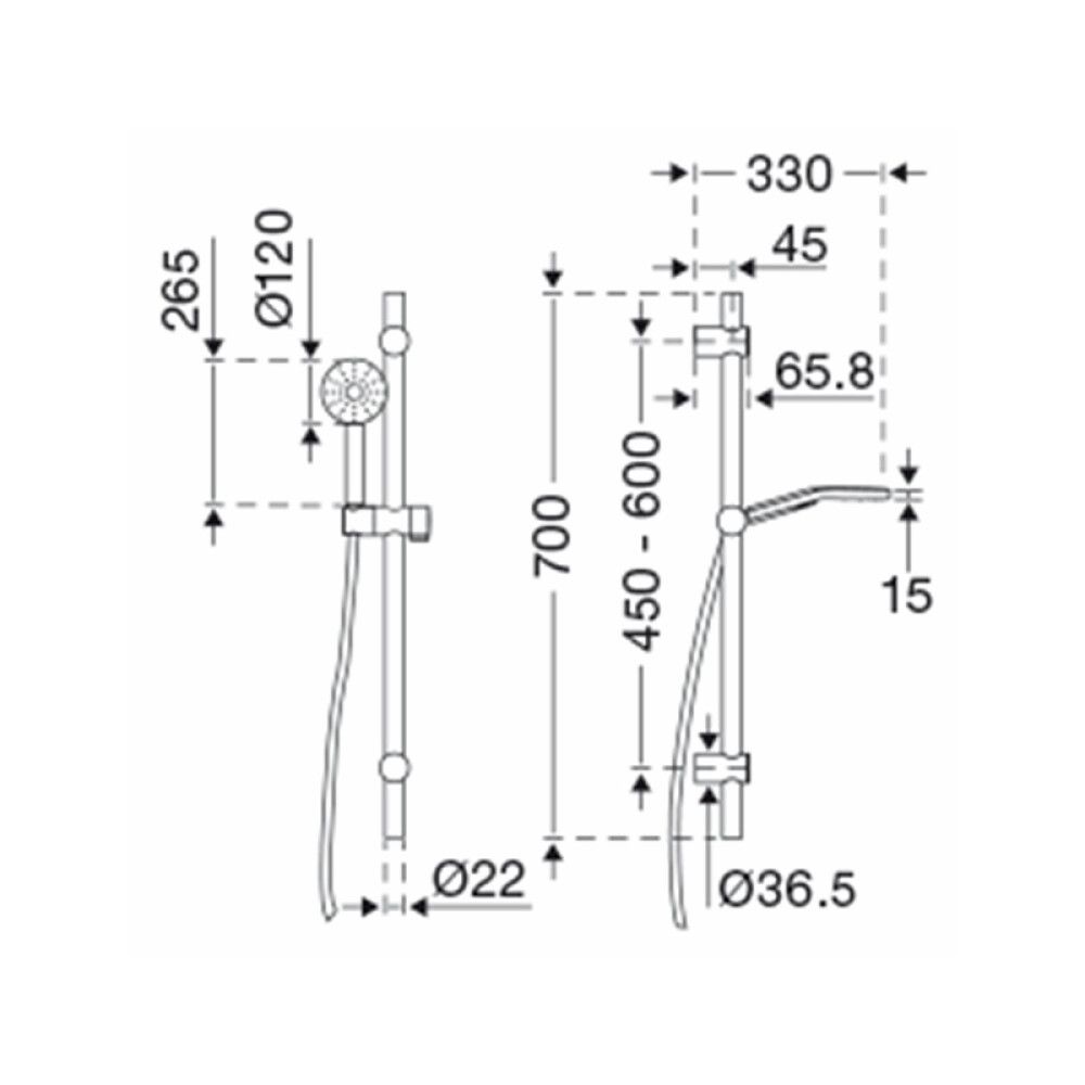 DUSJSETT PRESSALIT WAVE 50 KROM