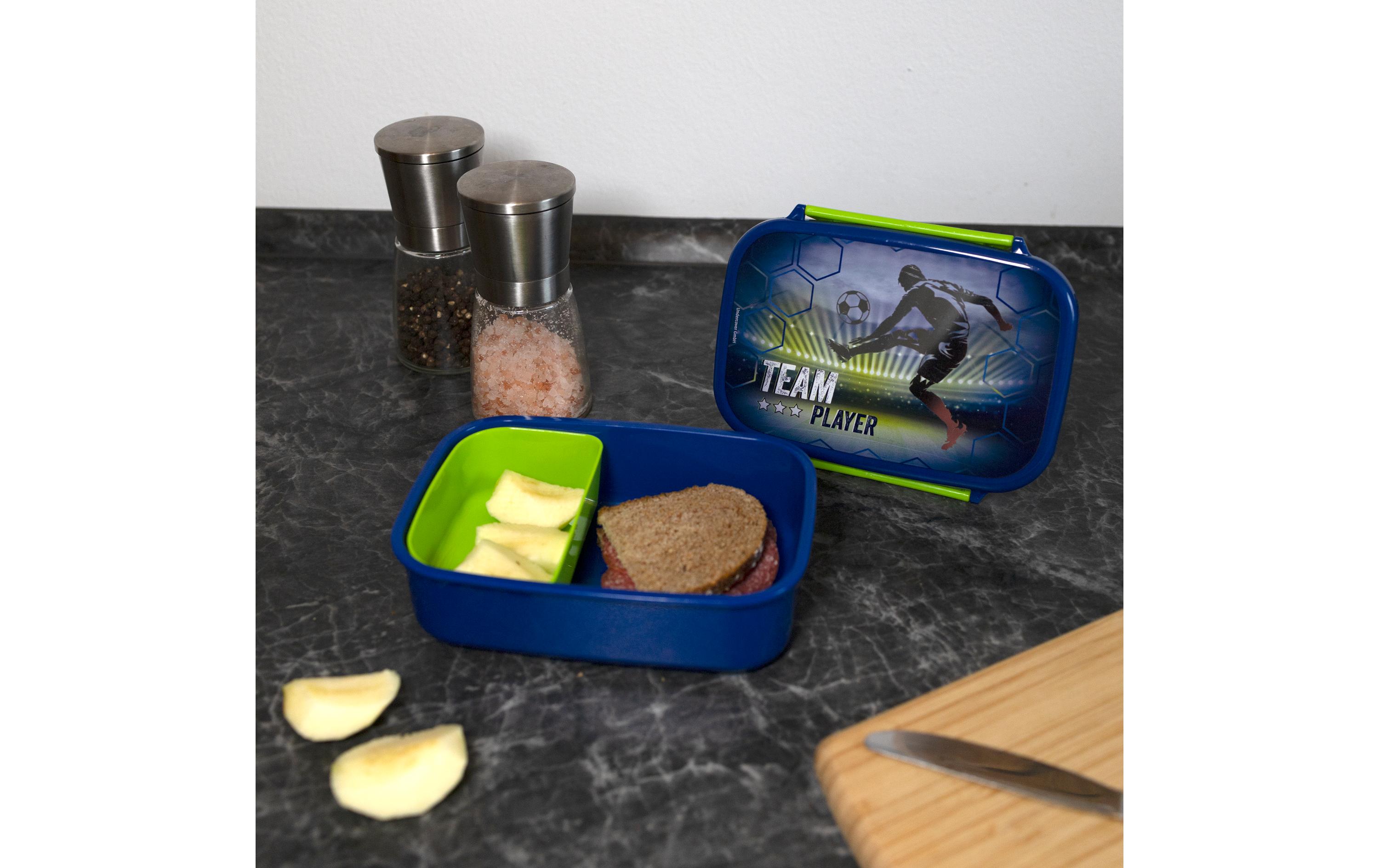 Lunchbox Fussball Dunkelblau/GrünBrotzeitdose