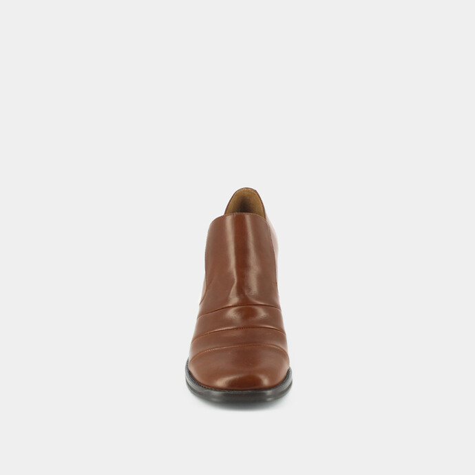 Mocassins à talons  en cuir cognac