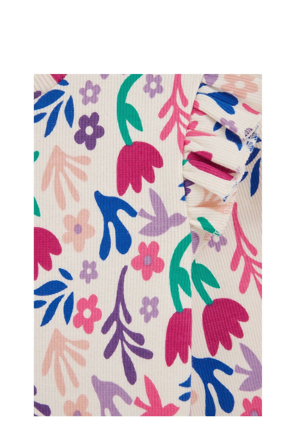 WE Fashion gebloemde longsleeve beige/multicolor