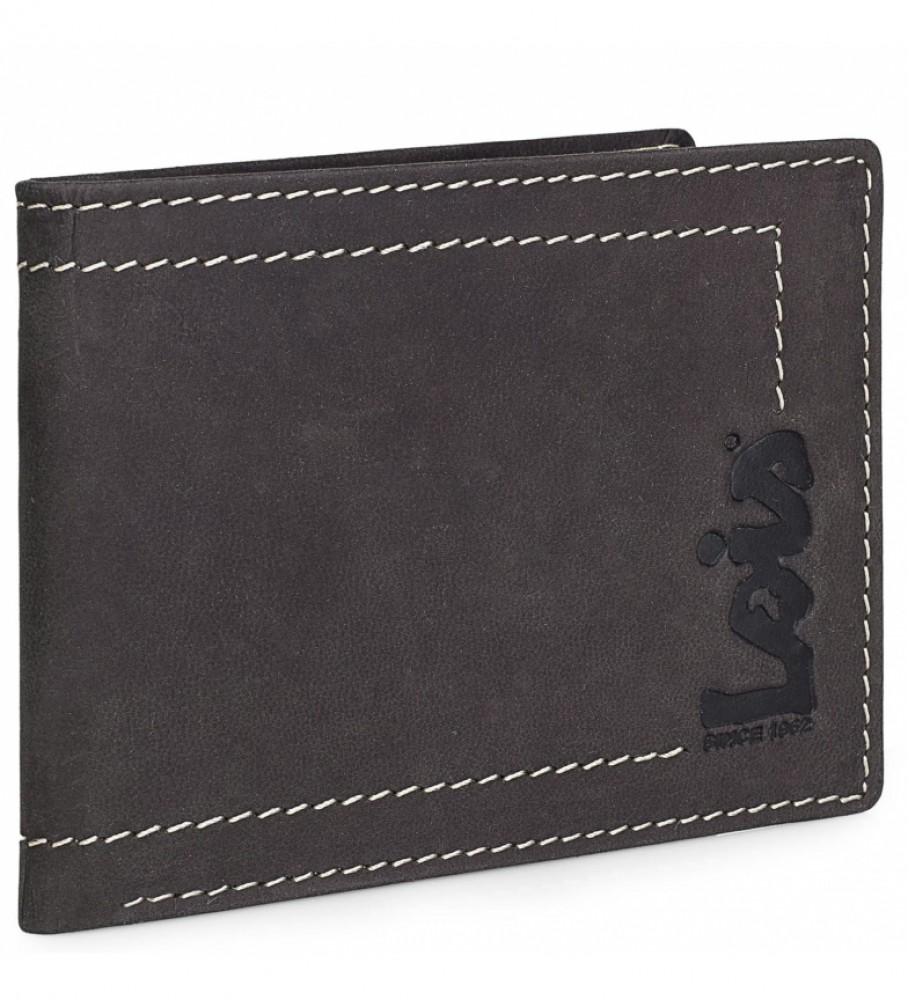 Carteira de couro Lois 201508 marrom escuro - 11 x 8,5 cm -
