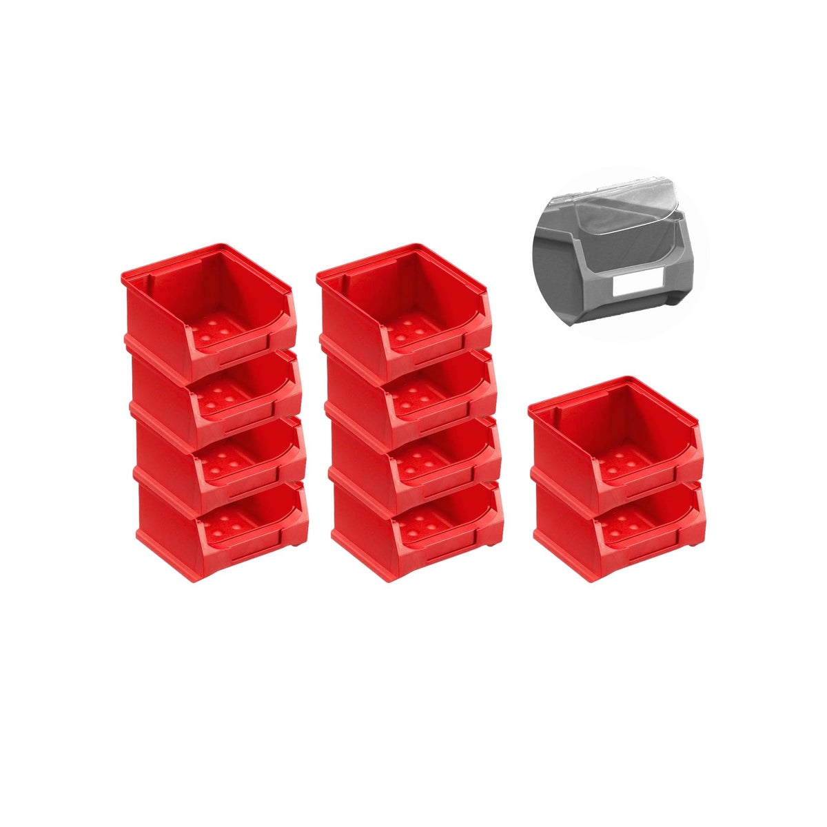 PROREGAL Value Pack 10 x Rode Opbergdoos 1.0 Met Deksel HxBxD 6 x 10 x 10 cm 0,4 Liter Opbergdoos