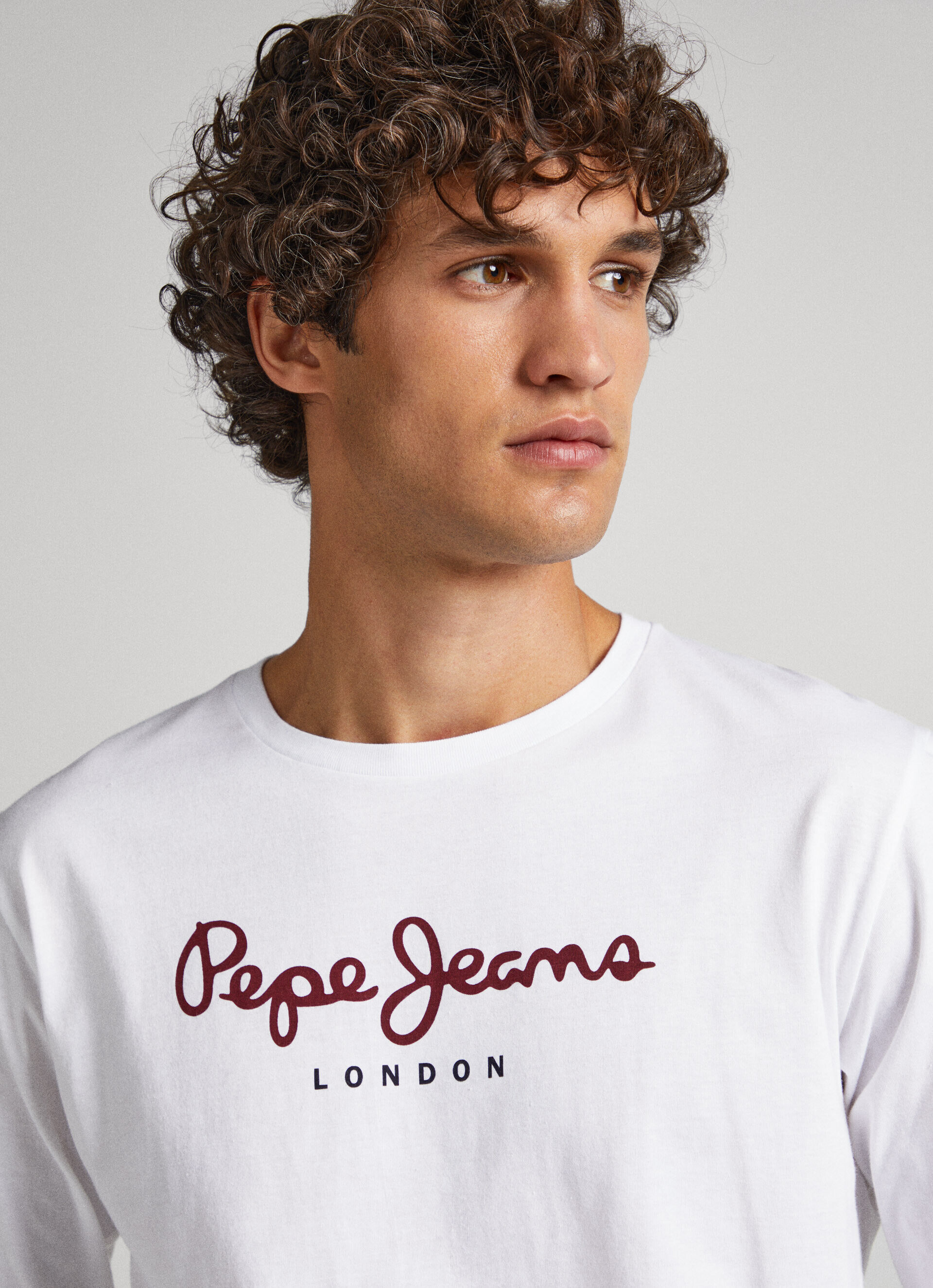 Camiseta de algodão com logotipo estampado - branca