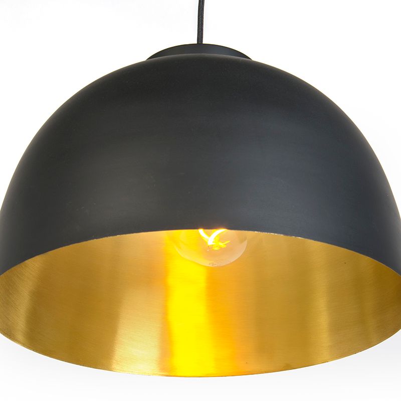 Hanglamp zwart met messing binnenkant 40 cm - Hoodi