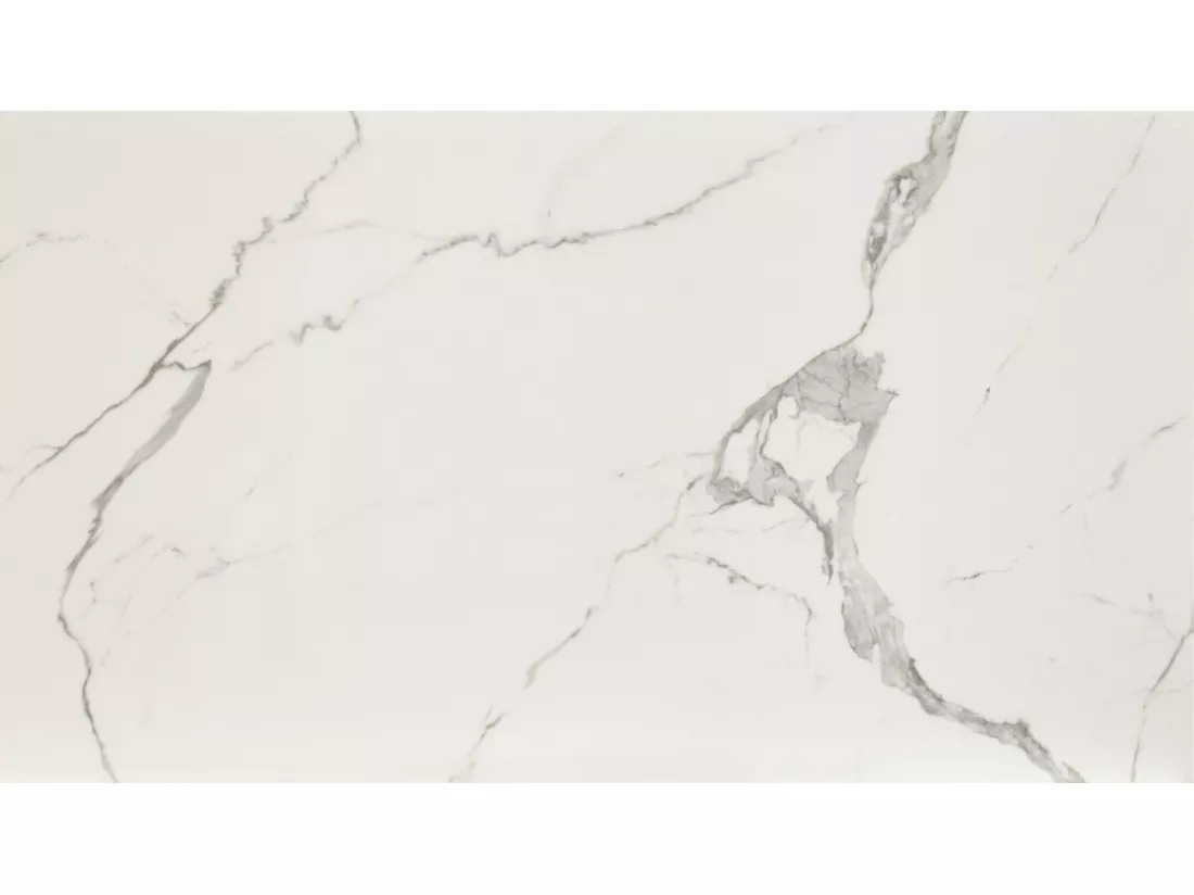 Table en vitrocéramique effet marbre, métal blanc, extensible 160x90 - BEVERLY HILLS