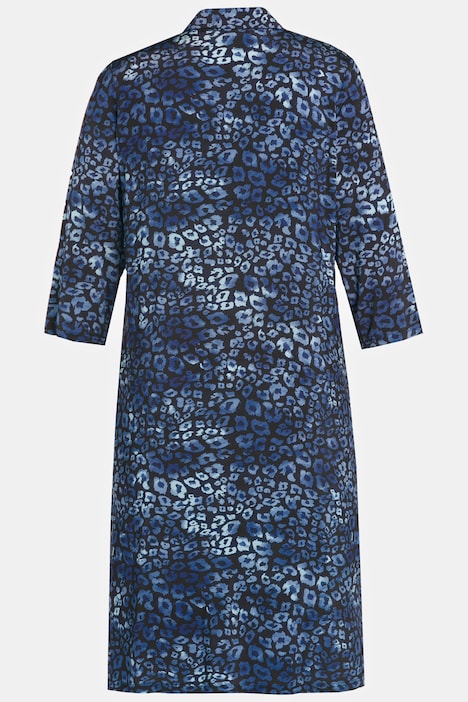 Slinkykleid, Leo-Design, A-Linie, Hemdkragen, 3/4-Arm