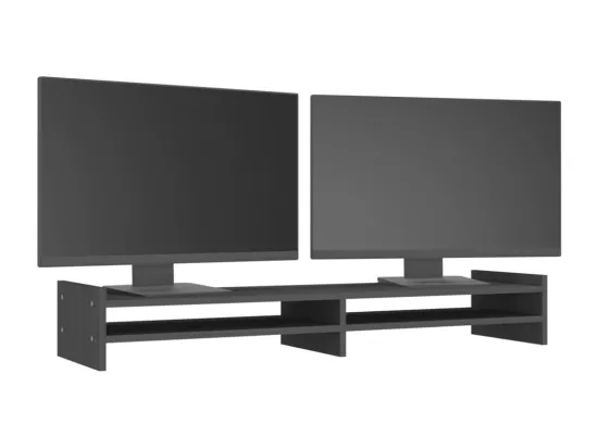 Support de moniteur Gris 100x27x15 cm Bois de pin solide