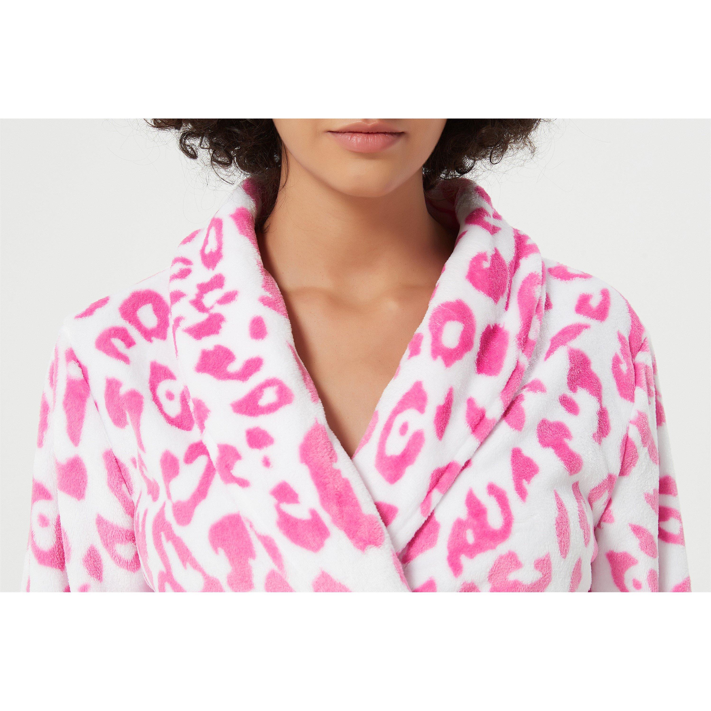 Linea Ladies Leopard Fleece Dressing Gown