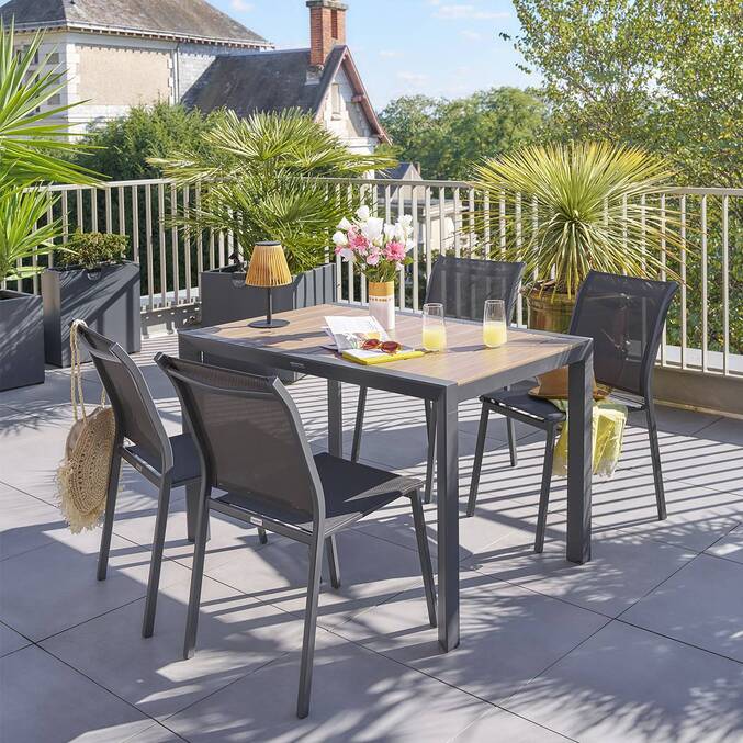 Table de jardin EVASION Effet bois Honey / Graphite