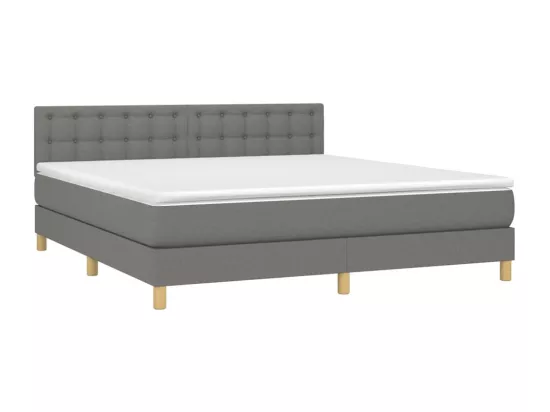 Sommier tapissier et matelas et LED Gris foncé 160x200 cm Tissu