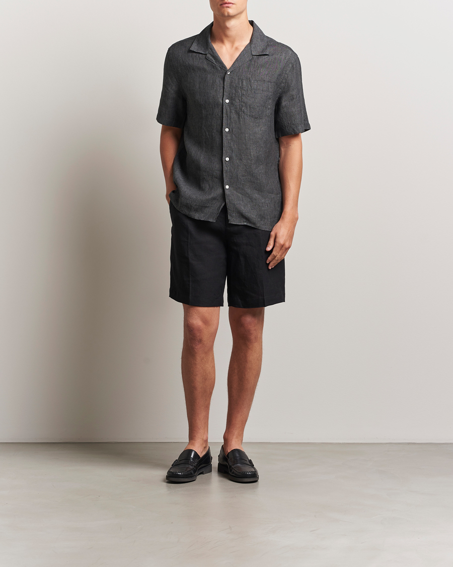 J.Lindeberg Brady Drape Linen Shorts Black