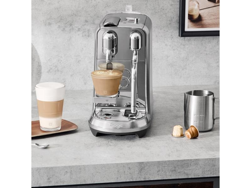 Sage Kaffeemaschine Nespresso Creatista Plus SNE800BSS Silb Kapselmaschine der Original Line für Kaffeespezialitäten in Barista-Qualität