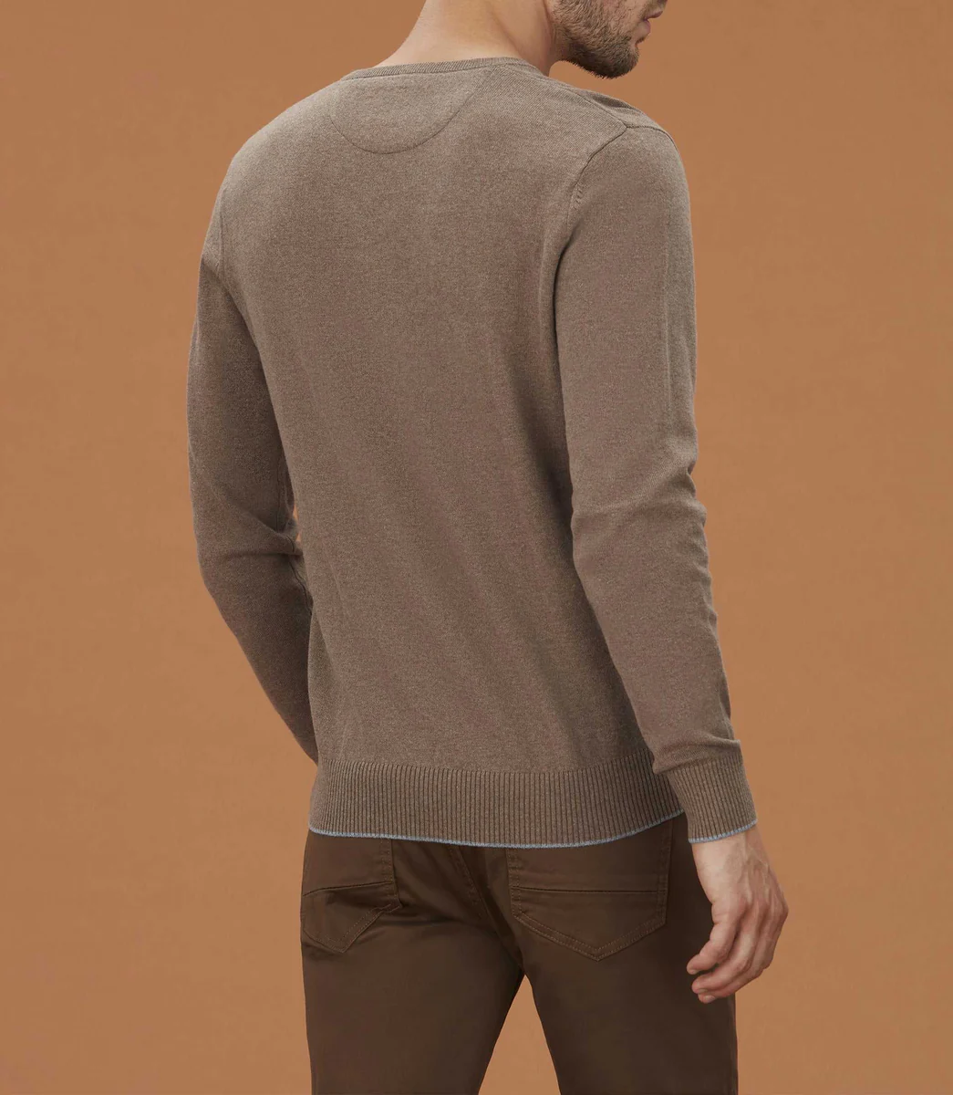 Pull col V taupe chiné 