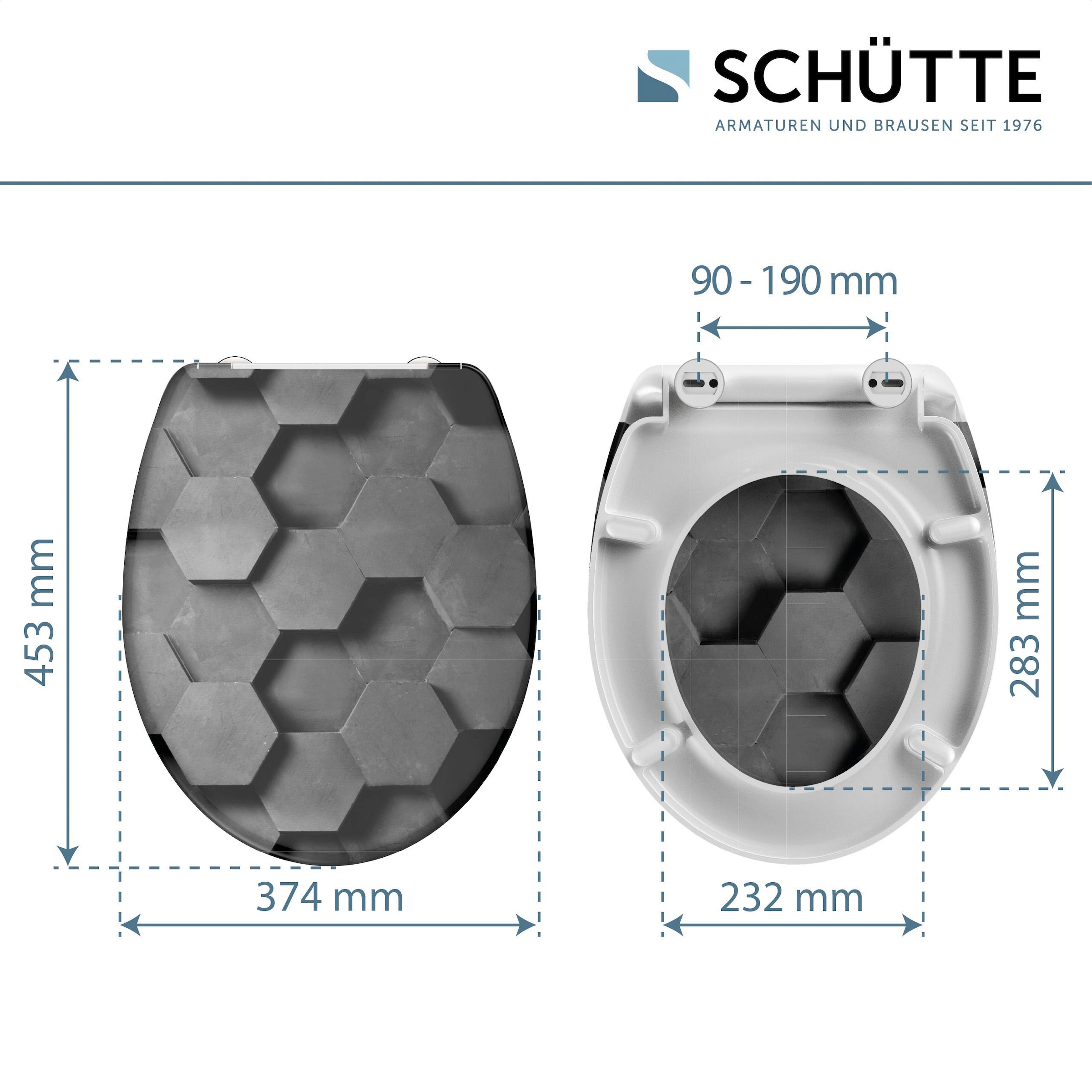 Schütte WC-Sitz »Grey Hexagons« Duroplast, mit Absenkautomatik und Schnellverschluss