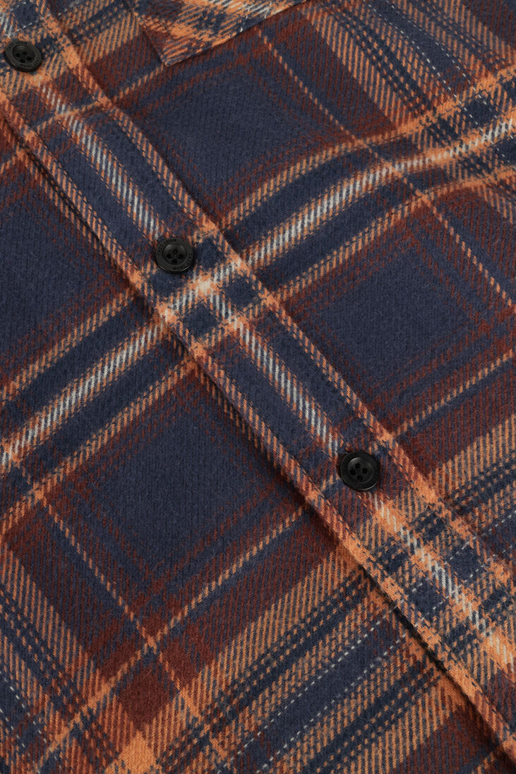 CAST IRON blauwe cast iron casual overhemd long sleeve shirt brushed twill check regular fit