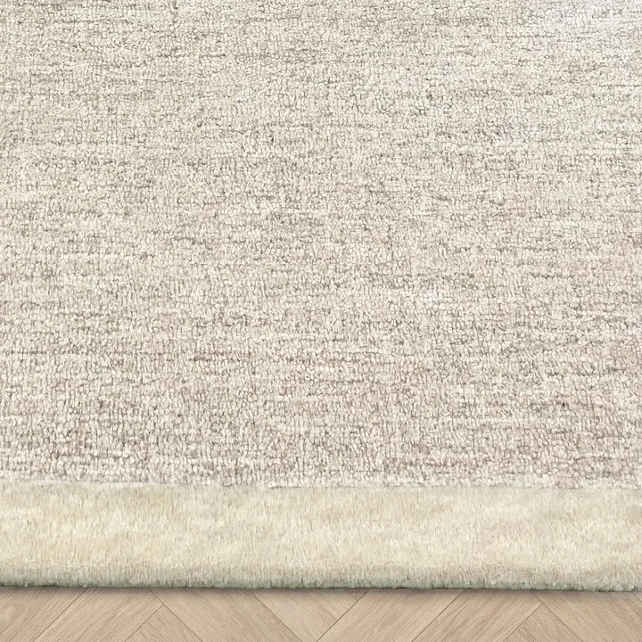 Rond vloerkleed laagpolig - Elena Border Beige - Handgetuft